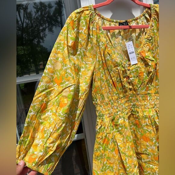 J Crew V-neck Cotton Lawn Mini Dress in Limone Print NWT - Picture 6 of 10